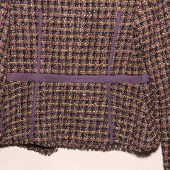 Vintage True Meaning Blazer Jacket Size Large Open front Plaid Peplum - Picture 7 of 10